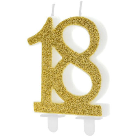 Vela de cumpleaños número 18, dorada, 7,5 cm