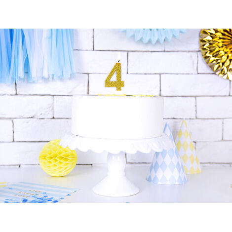 Vela de cumpleaños número 4, dorada
