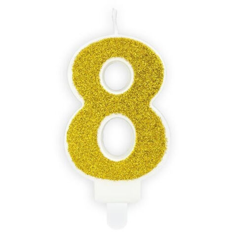 Vela de cumpleaños número 8, dorada