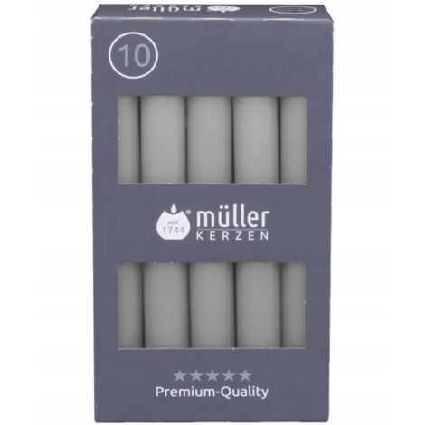 VELA DE MESA CÓNICA TRADICIONAL GRIS SIN PERFUME 18,5 CM 10 UDS