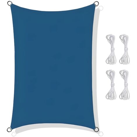 Vela de parasol UV impermeable azul rectangular 2x4m