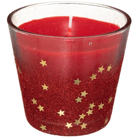 Vela de purpurina roja 190g en vidrio - Feeric lights & christmas