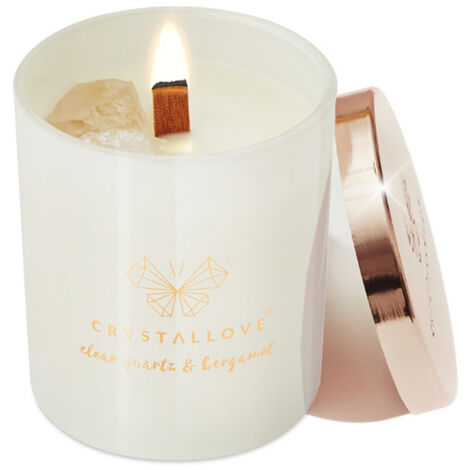 Vela de soja CRYSTALLOVE con cristal de roca y bergamota 220 g