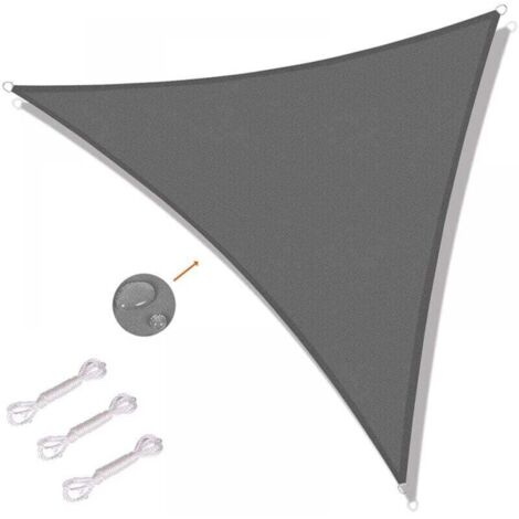 Vela de sol triangular 3x3x3m para exteriores, terrazas, jardines, protección UV - gris