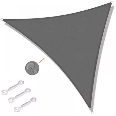 Vela de sol triangular 3x3x3m para exteriores, terrazas, jardines, protección UV - gris