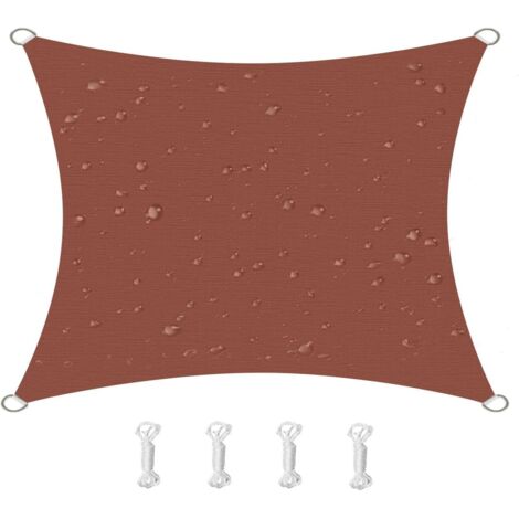 Vela de sombra cuadrada, impermeable, resistente al viento y a los rayos UV, ideal para patios, jardines y terrazas, 2x2 m, color rojo óxido.