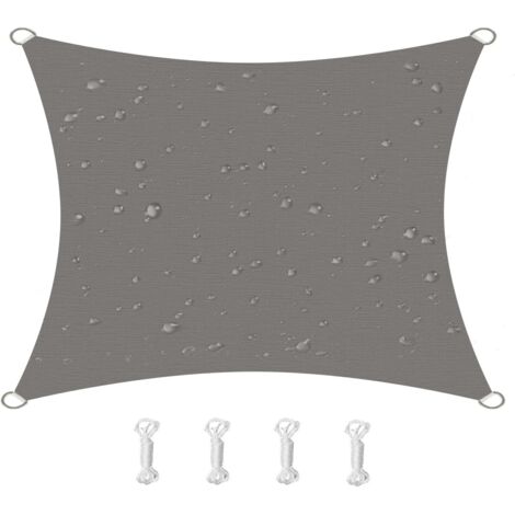 Vela de sombra cuadrada, impermeable, resistente al viento y a los rayos UV, ideal para patios, jardines y terrazas, 3x3 m, color gris.