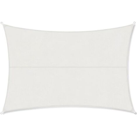 Vela de sombra rectangular, 2x3m, impermeable, anti-UV, impermeable y transpirable, color blanco