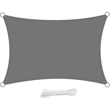 Vela de Sombra Rectangular 3x4m Impermeable Resistente al Agua Resistente a los Rayos UV 4x3m para Jardín Patio Patio Gris