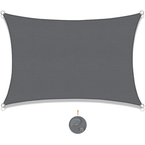 Vela de sombra rectangular de 2,5 x 3 m, lona impermeable, protección UV
