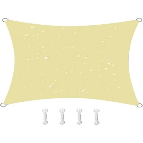 Vela de sombra rectangular, impermeable, resistente al viento y a los rayos UV para patio, jardín o terraza, 2x4 m, color beige.