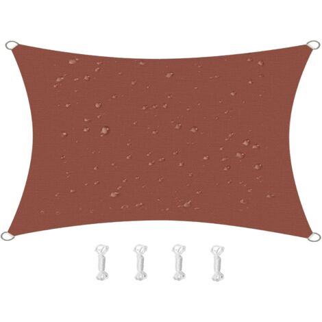 Vela de sombra rectangular, impermeable, resistente al viento y a los rayos UV, para patio, jardín o terraza, 2x4 m, color rojo óxido.