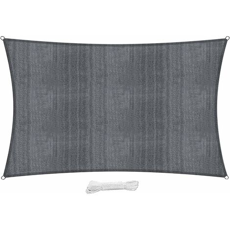 Vela de sombra rectangular, Vela de sombra Rectangular Vela de sombra HDPE 3x4M Resistente a los rayos UV Vela de sombra transpirable Rayos UV para jardín Patio Camping - Gris oscuro