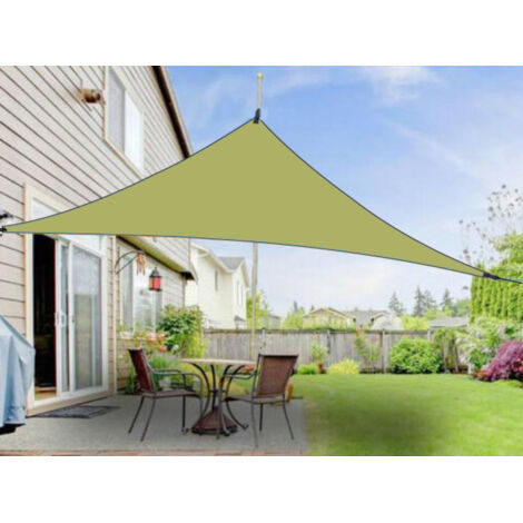 Vela de sombra triangular de 3 x 3 x 3 m, lona de poliéster PES resistente a la intemperie y a los rayos UV con cuerdas, ideal para jardines.