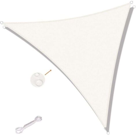 Vela de sombra triangular de 5 x 5 x 5 m, impermeable y anti-UV, para jardín, terraza y balcón, color blanco