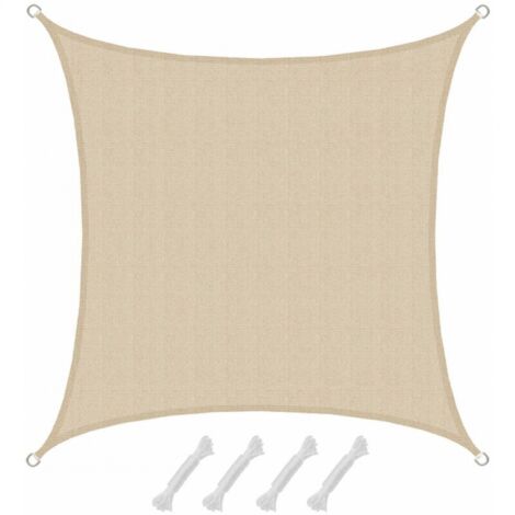 Vela de sombra UV 2x2 m HDPE Cuadrado Protección solar Tela de jardín Beige