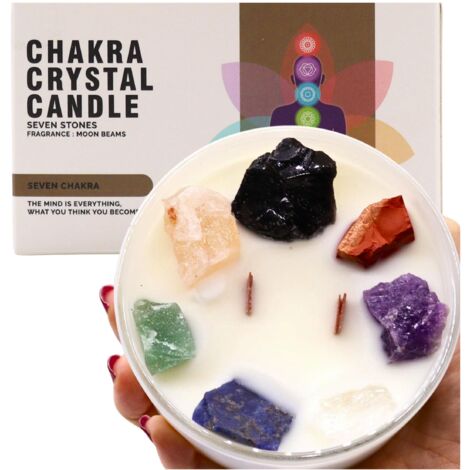 Vela grande con piedras - Siete Chakras
