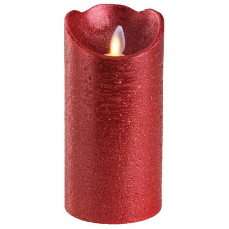 VELA INTERIOR DE LED Ø7,5x15cm COLOR ROJO.ACABADO METÁLICO LUZ BLANCO CÁLIDO