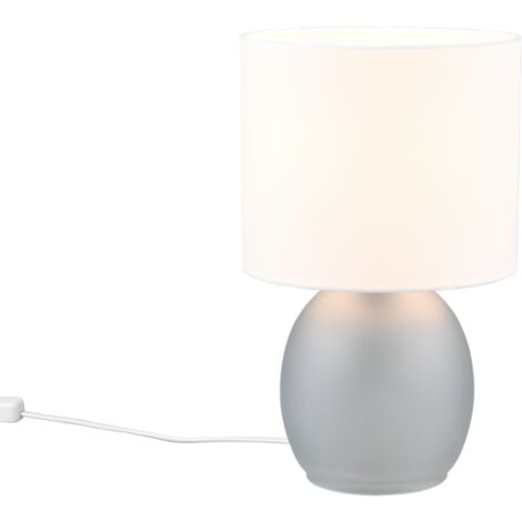 VELA LAMPADA DA TAVOLO BASE VETRO GRIGIO CON PARALUME BIANCO H. 29CM 1 LUCE ATTACCO E14
