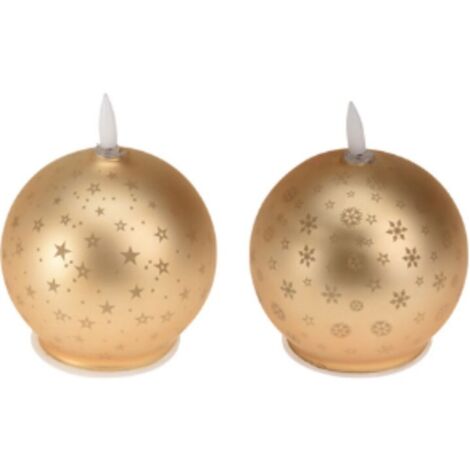 Vela led bola navidad, blanco calido, dorada. basics