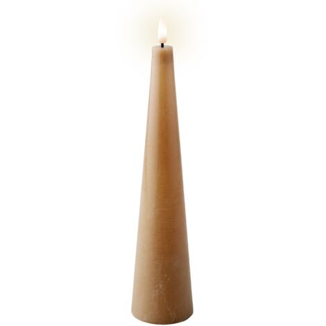 Vela LED, cera, decorativa, cono, marrón, funciona con pilas, 27,8 cm, 1 ud.