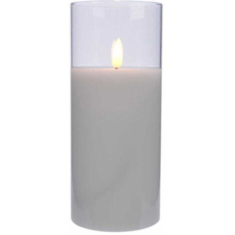 Vela LED de cristal, decorativa, blanca, 17,5 cm