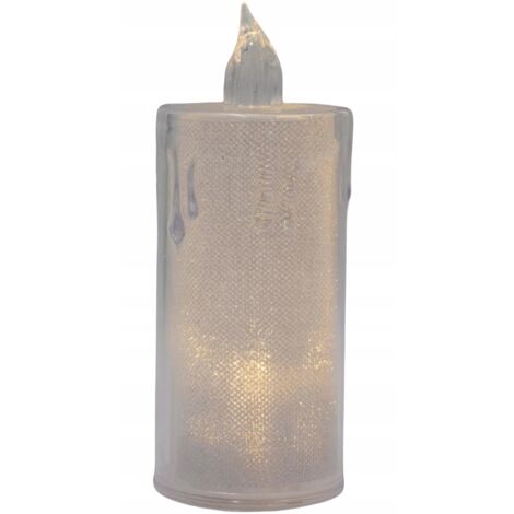 Vela LED decorativa 12,5 cm transparente luz blanca cálida