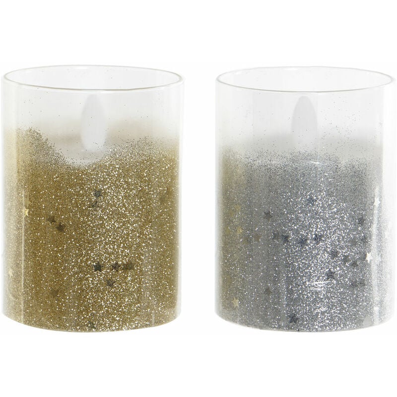 

Vela LED DKD Home Decor Purpurina Navidad (2 pcs) (7.5 x 7.5 x 10 cm)