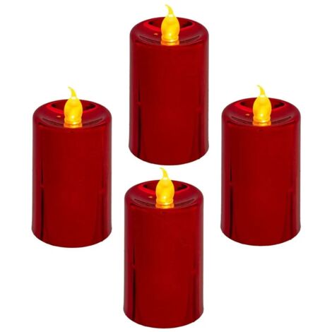 VELA LED VOTIVA ROJA X4