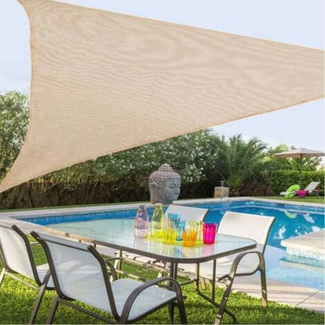 Vela Ombreggiante 3x3 Beige Triangolare Telo da Giardino Esterno Tenda Parasole