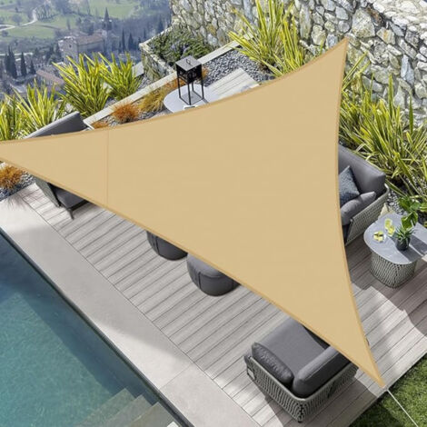Vela ombreggiante da esterno per cortile e giardini triangolare in hdpe beige - 3x3x3 mt
