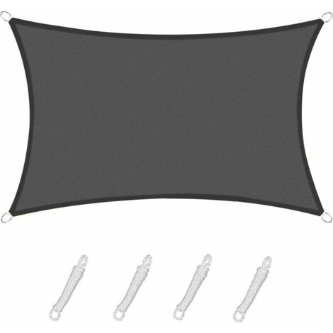 Vela ombreggiante rettangolare 3 x 5 m, colore grafite, telo impermeabile protezione UV 95%, per esterni, giardino e terrazza, piscina