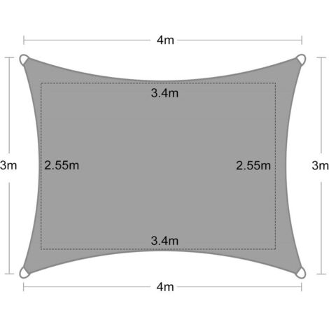 Vela ombreggiante rettangolare impermeabile 3x4 m, tessuto ombreggiante in PES resistente all'acqua, protezione UV al 98% per patio, terrazza, uso esterno, escluso il bianco 3x4