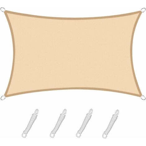 Vela Ombreggiante Rettangolare Quadrata 2x3 m Colore Sabbia, Tela Impermeabile 95% Protezione UV, per Esterni, Giardino e Terrazza, Piscina