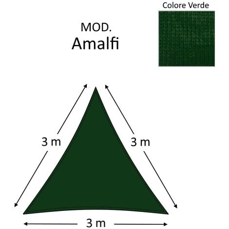 BRICOLIFE Vela ombreggiante tenda da sole telo AMALFI colore VERDE triangolare 3x3x3 mt