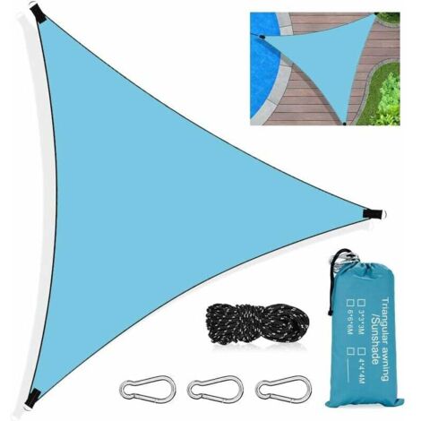 Vela ombreggiante triangolare, telo ombreggiante triangolare impermeabile 3 x 3 x 3 m, con protezione UV e telo ombreggiante in HDPE traspirante, con corda, per patio, giardino, terrazza, piscina, est