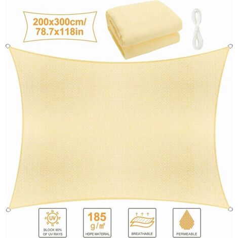 Vela ombreggiante, vela ombreggiante da giardino, vela ombreggiante per terrazzo, vela in tessuto solare, resistente ai raggi UV al 90%, traspirante, per terrazzo/giardino (2x3 m)