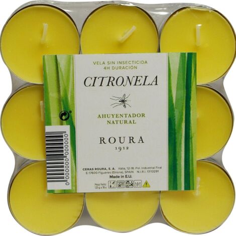Vela Pack 18 calientaplatos citronela Roura