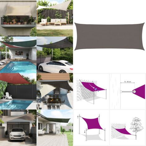 Vela Parasole 160 g/m² Antracite 2x4,5 m in HDPE - Protezione dal sole - Vela solare