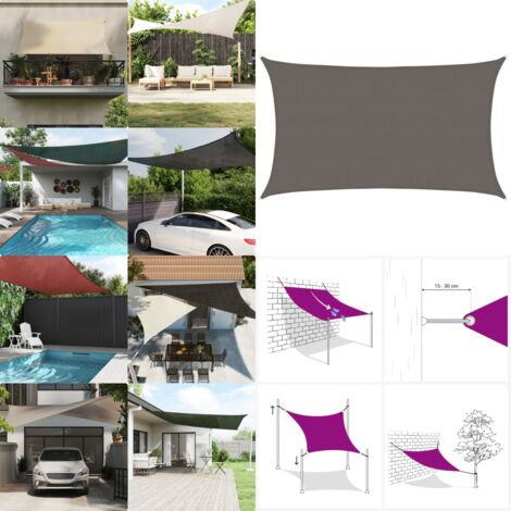 Vela Parasole 160 g/m² Antracite 5x8 m in HDPE - Ombrelli in HDPE - Protezione dal sole