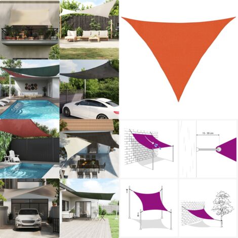 Vela Parasole 160 g/m² Arancione 3x3x4,2 m in HDPE - Parasole in HDPE - Ombrellone arancione