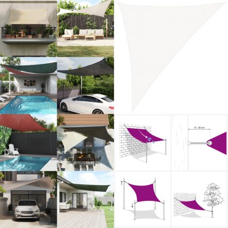 Vela Parasole 160 g/m² Bianca 3x4x5 m in HDPE - Protezione dal sole - Ombrelli esterni