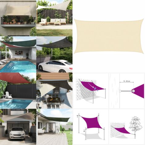 Vela Parasole 160 g/m² Crema 2x3,5 m in HDPE - Protezione dal sole - Ombreggiatura