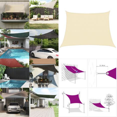Vela Parasole 160 g/m² Crema 4/5x3 m in HDPE - Ombrelli da terrazza - Ombrelli da balcone