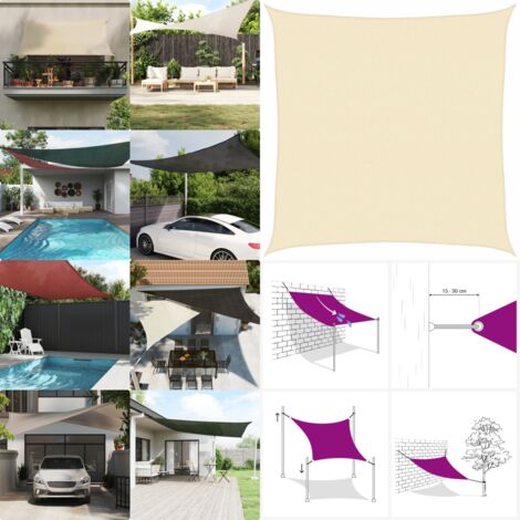 Vela Parasole 160 g/m² Crema 4,5x4,5 m in HDPE - Protezione dal sole - Ombreggiatura esterna