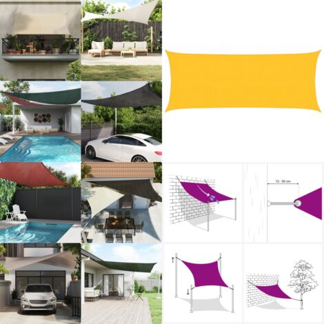 Vela Parasole 160 g/m² Gialla 2x5 m in HDPE - Ombrellone da giardino - Ombrellone da terrazza