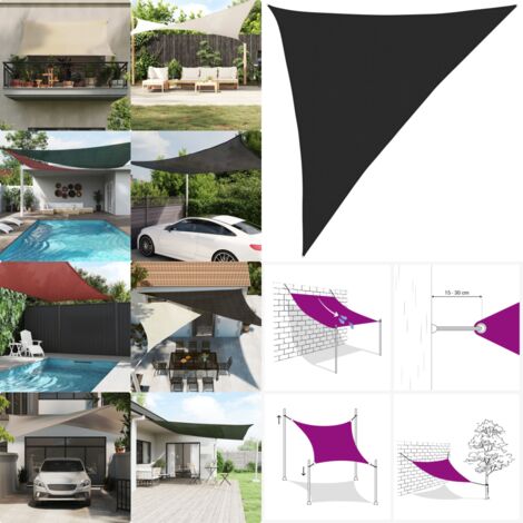 Vela Parasole 160 g/m² Nera 3x4x5 m in HDPE - Parasole in HDPE - Protezione UV