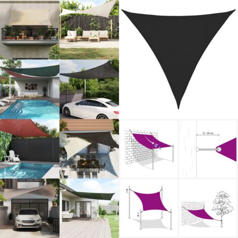 Vela Parasole 160 g/m² Nera 4x4x4 m in HDPE - Parasole in HDPE - Protezione UV