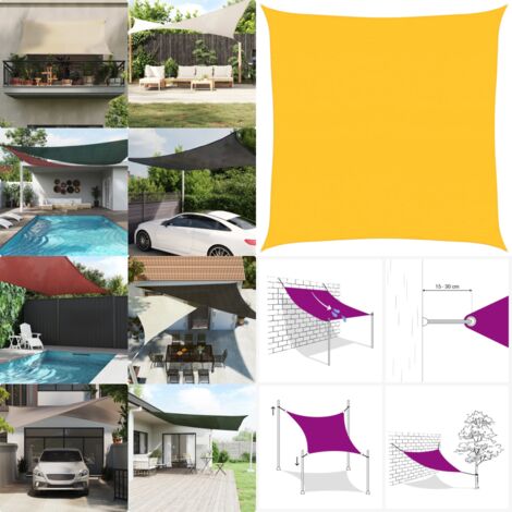 Vela Parasole 160 g/m² Quadrata Giallo 4,5x4,5 m in HDPE - Ombreggiante - Polietilene