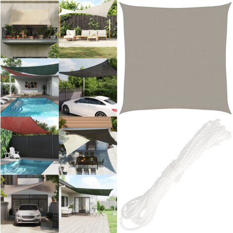 Vela Parasole 160 g/m² Quadrata Grigio Chiaro 4,5x4,5 m in HDPE - Ombra dal sole - Protezione UV